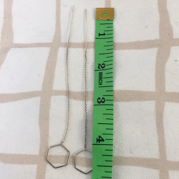 Sterling Silver Hexagon Threader Earrings - Picture 4 of 5